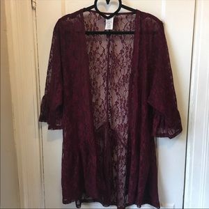 Burgundy lace overlay size small